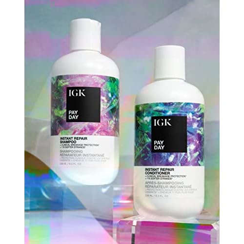 IGK PAY DAY Instant Repair Shampoo | Bond-Building + Damage Repair | Vegan + Cruelty Free | 8 Oz