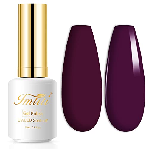 Imtiti Plum Gel Nail Polish 15ml Dark Berry Purple - Soak Off UV/LED Long Lasting Manicure