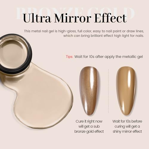 Bronze Gold Chrome Gel Nail Polish 5ml Mirror Effect