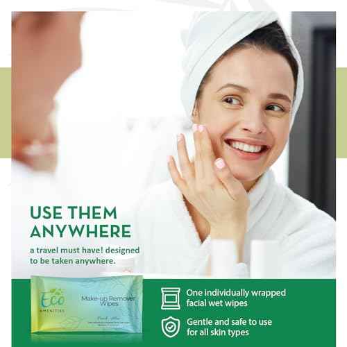 ECO amenities Makeup Remover Wipes Individually Wrapped - Travel Make Up Face Wipes - Individually Wrapped for Women - Singles for Face, Eyes, Lips - Gentle, TSA Friendly - Pack of 500