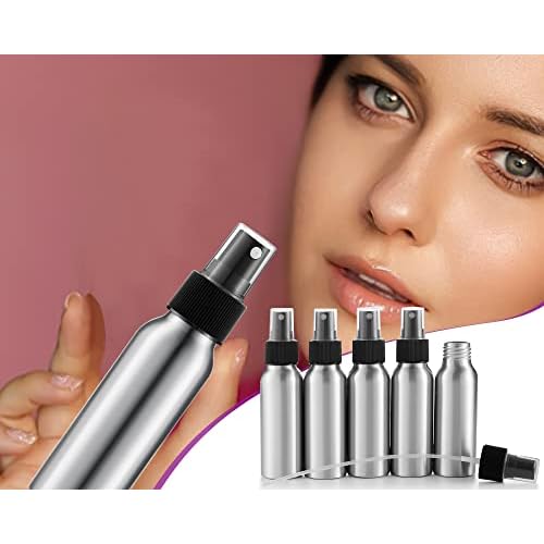 2oz Aluminum Fine Mist Spray Bottles Reusable Metal Atomizer Bottles Empty Small Spray Bottle Storage Travel Size with Black Pump for Cosmetic Perfume Toner Face Spray Essential Oil Storage(18 Pcs)