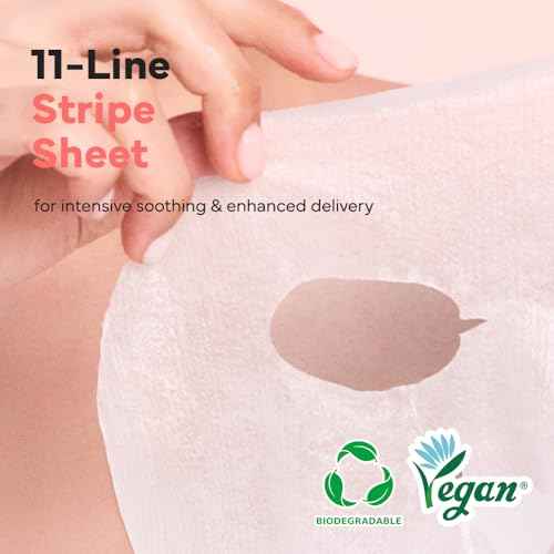 SAM¡¯U PH Sensitive Relief Fit Face Mask ? Redness-Reducing & Calming Vegan Sheet Mask with 5 Cica Complex and Tea Tree, Soothing Travel-Friendly Korean Skincare (5 Sheets)
