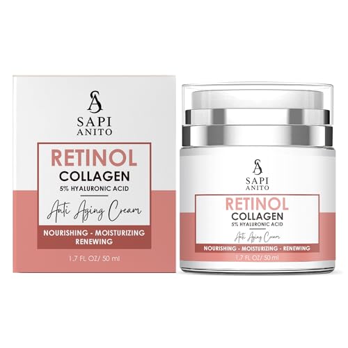Sapi Anito Retinol Face Cream ? Night Moisturizer with Collagen, Niacinamide, Vitamin C & Hyaluronic Acid ? Hydrating Retinol Cream for Smooth-Looking Skin, Face & Neck, 1.7 oz