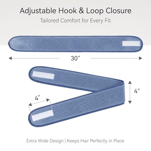 Spa Headband 4 Pack, Terry Cloth, Adjustable, Dark Blue