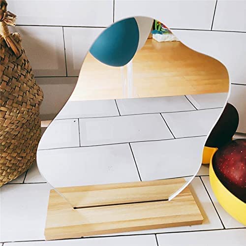 Cloud-Shaped Aesthetic Vanity Mirror with Wooden Stand