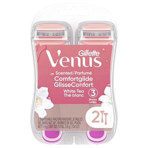 Gillette Venus ComfortGlide Disposable Razors for Women 2 Pack White Tea Scented Moisture Bars