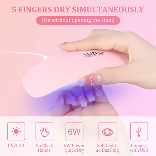 Pink URAQT Mini Gel Nail Lamp - Portable 6W UV LED Nail Dryer for All Gel Polish