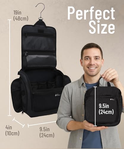 D&D Hanging Travel Toiletry Bag for Men & Women - 10 Compartments Organizer