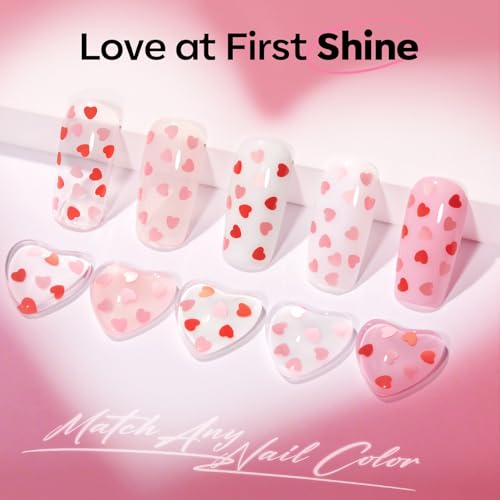 Modelones E-Clear Heart-1 Glitter Gel Top Coat 15ML No Wipe Long Lasting