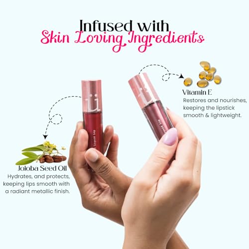 M2U NYC Copper Metallic Liquid Lipstick (0.21 oz.) - Long Lasting Frosted Lipstick with High Impact Color for Smudge Proof Shimmery Finish - No Transfer Glam Glitter Lip Gloss