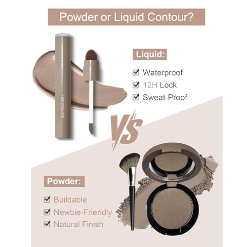 Liquid Contour Stick Set with Brush - Cool Grey & Warm Brown Shades for Face & Nose Sculpting
