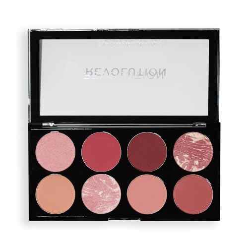 Revolution Beauty London, Ultra Blush Palette, 8 Pigmented Shimmer & Matte Makeup Shades, Blendable Powder Blush Formula, Vegan & Cruelty-Free, Sunset Burst