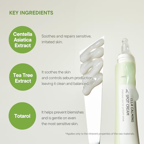 IUNIK 81% Concentrated Centella Calming Gel Acne Spot Cream w/AHA BHA PHA Salicylic Acid Niacinamide Tea Tree Oil-Free Blemish Pimple Lightweight for Adults & Teens .67 Oz Sensitive Acne-prone skin