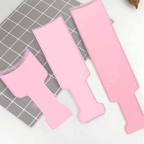 Pink Balayage Hair Coloring Board Set with Teeth - 3 Pcs Highlighting Comb Kit