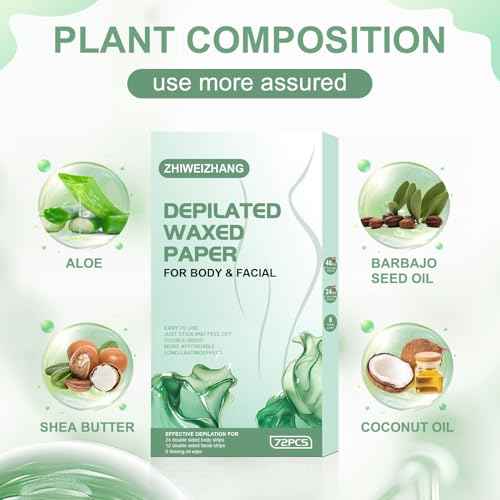 72PCS Wax Strips for Hair Removal for Women & Men: 48 Body &24 Face Waxing Strips + 8 Oil Wipes | At-Home Waxing Kit for Body, Bikini, Brazilian, Chest, Arms, Legs & Back | Hypoallergenic with Aloe