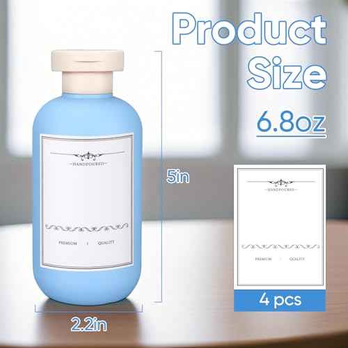 4 PACK Travel Shampoo Bottle, Empty Plastic Squeeze Bottles 6.8oz with Flip Cap, Lotion Container for Toiletries Travel Size Shampoo and Conditioner