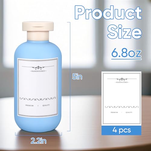 4-Pack 6.8oz Travel Shampoo Bottles, Leak-Proof Refillable Squeeze