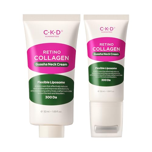 CKD Retinol Collagen Gua Sha Neck Cream with Refill ? Firming & Lifting Anti-Aging Neck & Jawline Cream Duo Reduces Wrinkles, Tightens Skin, Boosts Collagen Korean Skin Care, 1.69 fl oz x 2