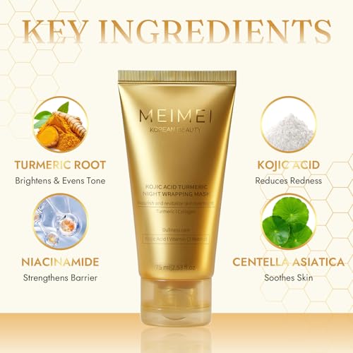 Meimei Korean Beauty Turmeric Wrapping Mask With Vitamin C | Hydrating Peel-Off Face Mask For Brightening, Even Skin Tone & Deep Nourishing | Achieve Radiant And Firm Skin (1pc)