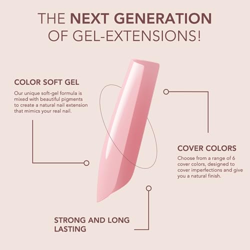 Kiara Sky Short Almond Cover Gelly Tips | Soak Off Pre-Shaped Soft Gel Nail Extensions | Blooming