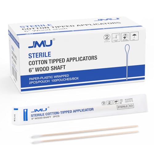 6 Inch Sterile Cotton Swabs, 200 Count Medical Applicators