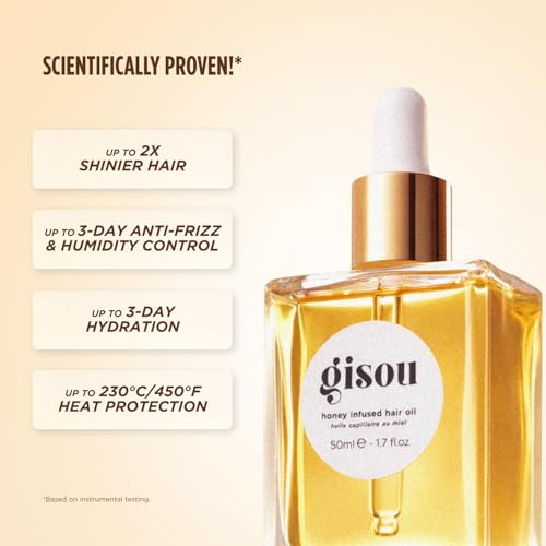 Gisou Honey Infused Hair Oil 0.7 Fl Oz – Heat Protection & Shine