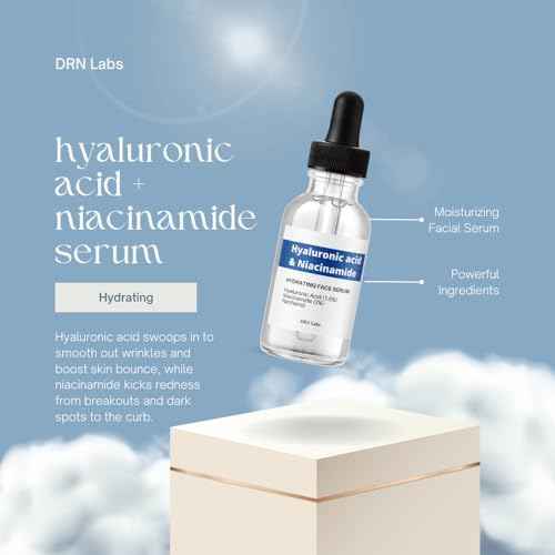 Hyaluronic Acid & Niacinamide Serum ? Deep Hydration & Brightening for Face ? Anti-Aging, Wrinkle Reduction, Pore Minimizer & Skin Barrier Repair ? Lightweight & Fast Absorbing ? 1 fl oz