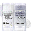 2Pcs Rainbow and Silvery Body Glitter Stick,Hair Face Glitter Gel Makeup for Women,Sparkly Mermaid Face Paint,Singer Concert Outfit Festival Rave