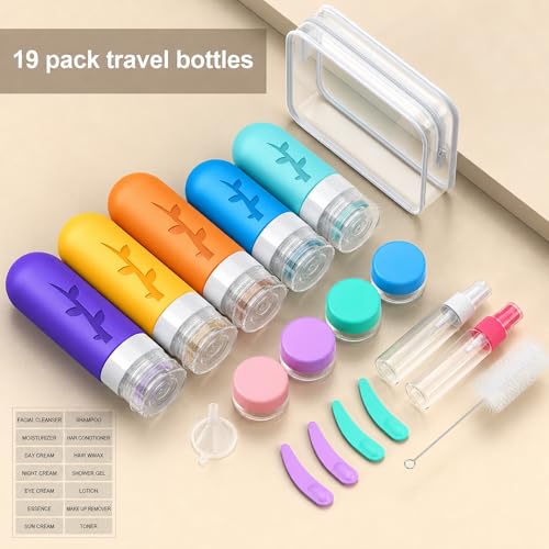 Aeomni 19-Pack TSA Approved Travel Bottles & Containers Set