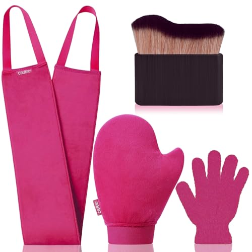4-Pcs Self Tanning Mitt Set with Back Applicator & Brush