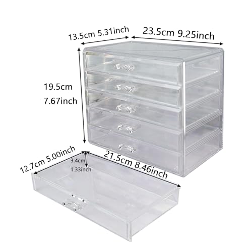5 Tier Nail Art Decoration Storage Box£¬Acrylic Make Up&Jewelry Organizer with Drawers, Cosmetic Storage for Dresser Countertop and Bathroom£¬Transparent Acrylic Nail Art Jewelry Accessories