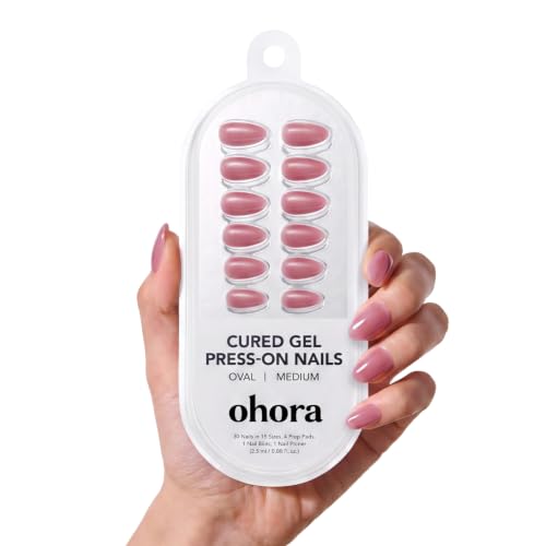 ohora Gel Press On Nails - Mauve Pink, Medium Oval, 30 Tips