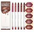 Matte Lip Liner Set - 5PC Brick Red & Cocoa Brown with Brush