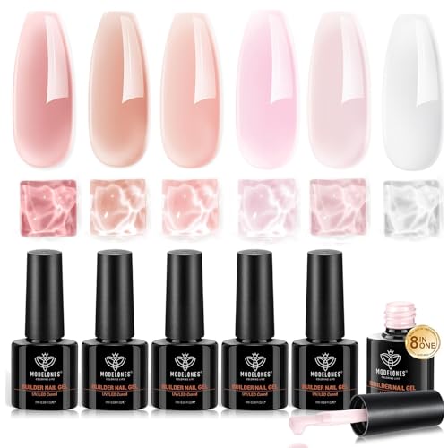 Modelones Builder Gel Nail Polish Set - 6 Nude Pink Colors