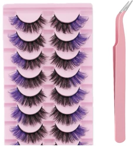 Reusable False Eyelashes 8 Pairs with Pink Tweezers