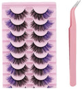Reusable False Eyelashes 8 Pairs with Pink Tweezers