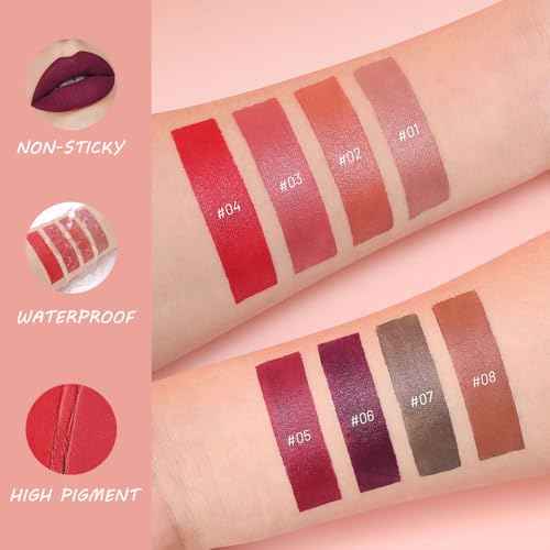 BINGBRUSH 2in1 Matte Lip Liner and Lipstick Combo, Lipstick for Women, Longwear Waterproof Lip Liner Pencil, Matte lipstick Smudge Proof lipstain, Women's Long Lasting Lip Makeup (01#Rose Latte)