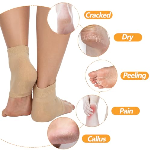 4 Pairs Moisturizing Gel Heel Socks for Dry Cracked Feet
