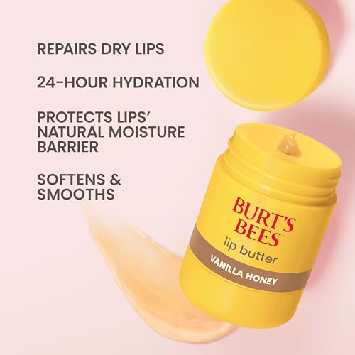 Burt's Bees Vanilla Honey Lip Butter, Repairs Dry Lips, 24 Hour Hydration, Locks in Moisture, Includes Shea and Mango Butters, Antioxidant Rich Vitamin E, Convenient Twist Up Dispenser, 0.5 Oz.