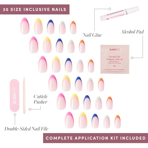 Glamnetic Press-On Nails Bundle - French Tips, Rainbow & Caviar Styles