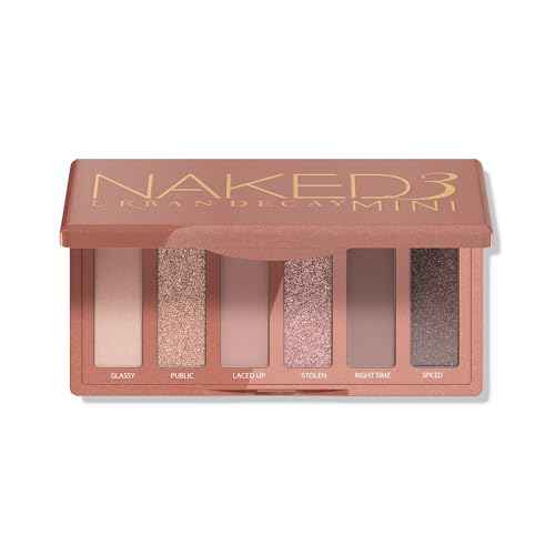 URBAN DECAY Naked 3 Mini Eyeshadow Palette - 6 Soft Pink Shadows, Multi-Use Matte & Shimmer Finishes, Ultra-Blendable Everyday Rosy Neutrals, Long-lasting Up to 12HR Wear, Travel Makeup with Mirror
