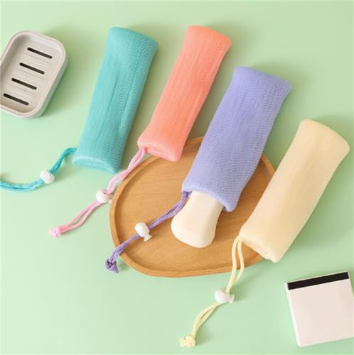 Exfoliating Mesh Soap Pouch with Lanyard - Set of 4