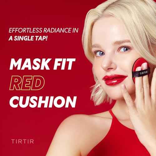 TIRTIR Mask Fit Red Cushion Foundation | Full coverage, Weightless, Skin fit, Satin Glow Finish, Korean Makeup BB Foundation, beauty, Tattoo cover up, Buildable (#21N Ivory, 0.63 Fl Oz)