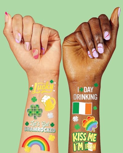 St Patrick's Day Temporary Tattoos - 54 Glitter Designs