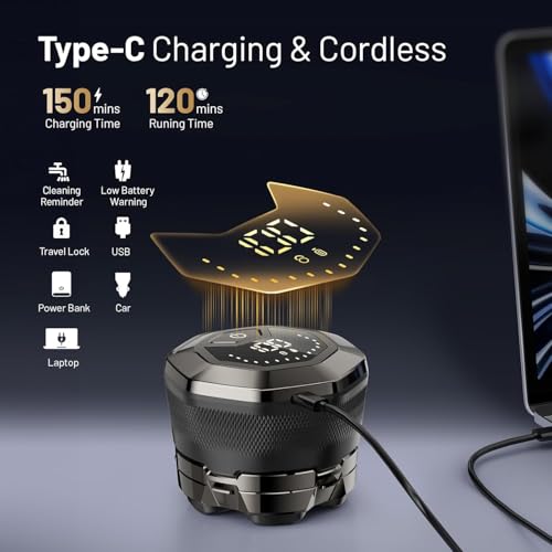 Wyklaus 6D Electric Head Shaver for Men, Waterproof Wet Dry