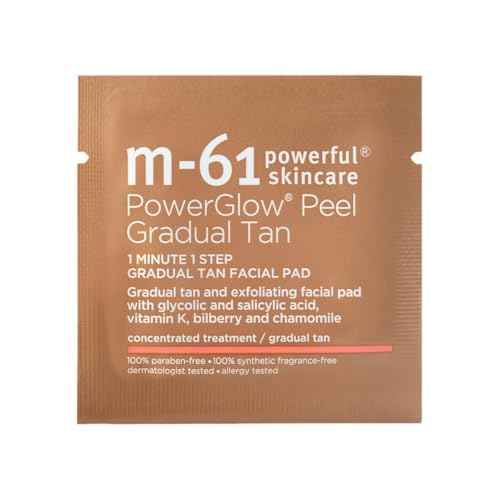 m-61 PowerGlow Peel Gradual Tan | Exfoliating Facial Peel, Build A Streak-Free Radiant Glow