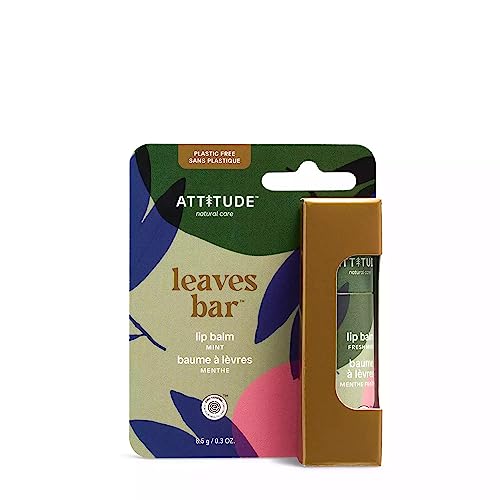 ATTITUDE Plastic-free Lip Balm, EWG Verified Plant- and Mineral-Based Ingredients, Vegan and Cruelty-free Personal Care Products, Mint, 0.3 Oz