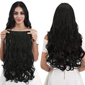 REECHO 24" Curly Wave Clip-in Hair Extensions - 5 Clips, Heat Resistant