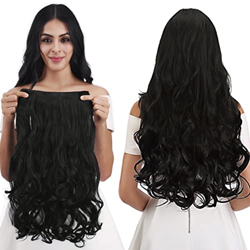REECHO 24" Curly Wave Clip-in Hair Extensions - 5 Clips, Heat Resistant