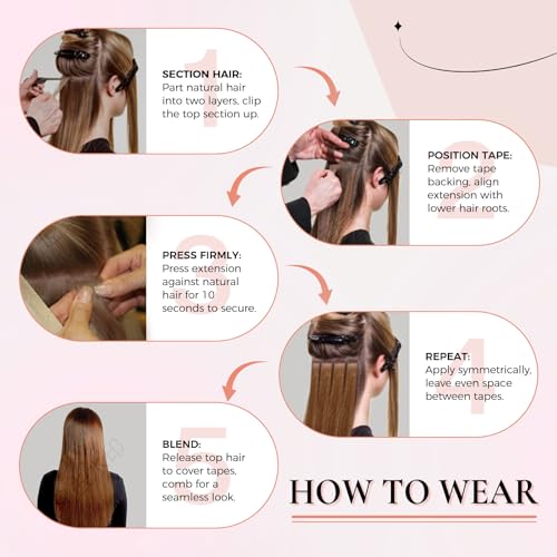 invisible tape in hair extensions human hair 16Inch Dark Brown Fading To Brown and Blonde 20pcs 50g Thick Ends